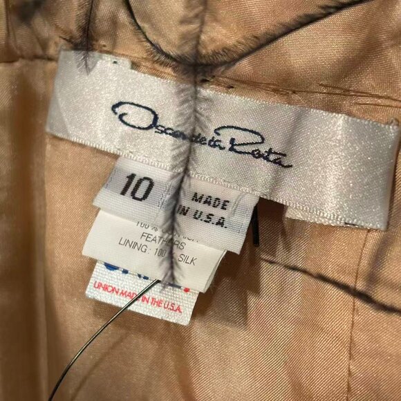 Oscar de la Renta F/W 2004 Silk Ostrich Feather Beaded Embellished Dress Sz 10 - Picture 7 of 13